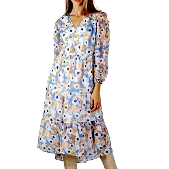 Joie Floral Field Tiered Midi Hi/Low Dress NWT Women XL Cottagecore Coastal Boho - Picture 5 of 13